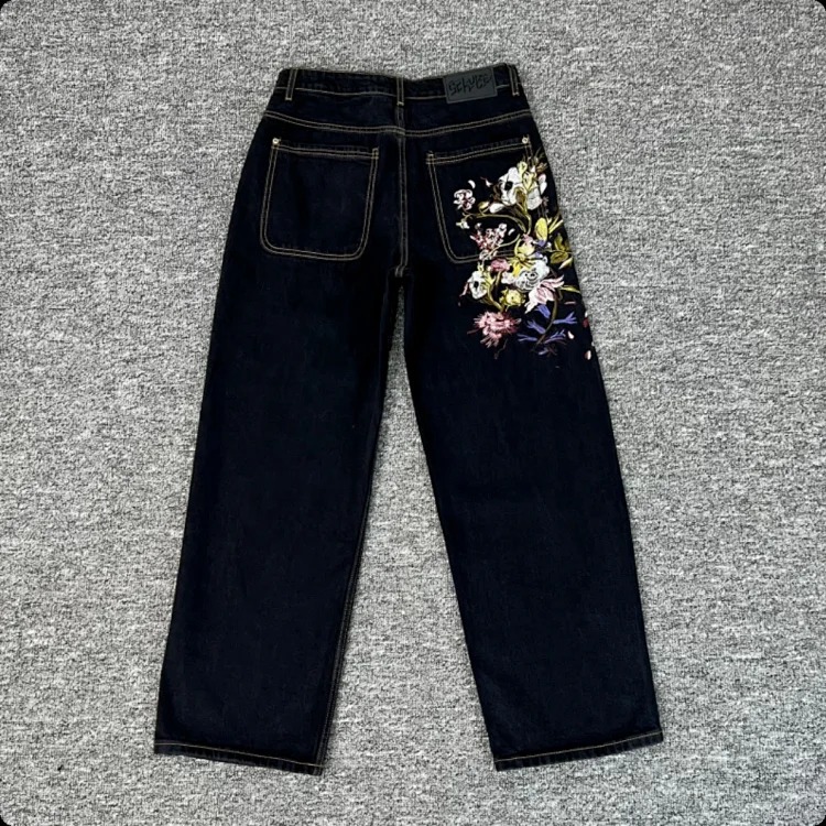 2025 New European and American Embroidery Sakura Waffle Long Sleeves for Men and Women Couples