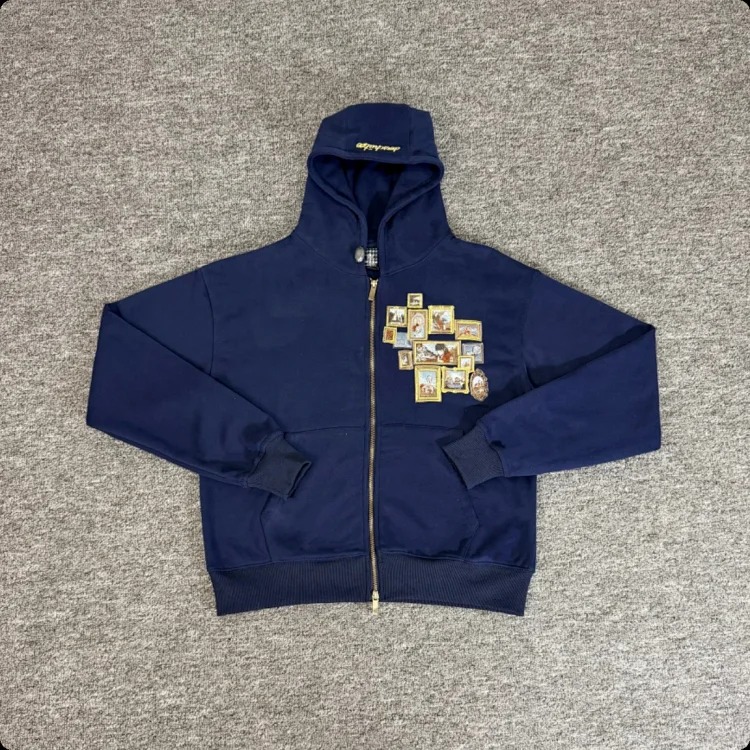 2025 New European and American Embroidery Sakura Waffle Long Sleeves for Men and Women Couples