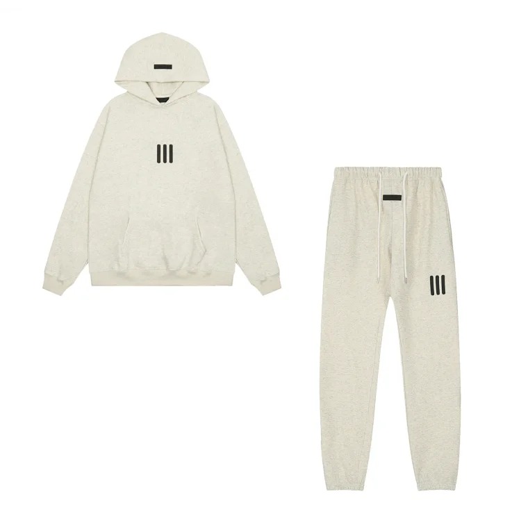 Fear of God FOG high street double line ESSENTIALS three-dimensional silicone letters plus velvet hooded sweatshirt casual trousers suit trendy image 19