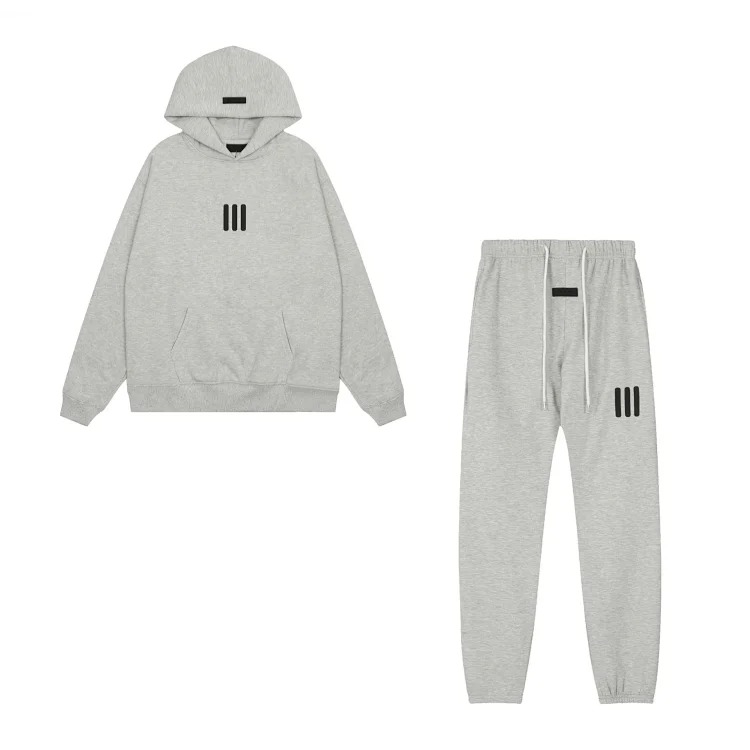 Fear of God FOG high street double line ESSENTIALS three-dimensional silicone letters plus velvet hooded sweatshirt casual trousers suit trendy image 20