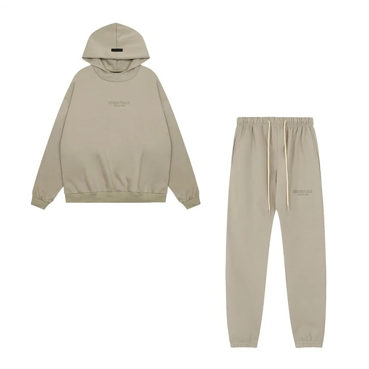 Fear of God FOG high street double line ESSENTIALS three-dimensional silicone letters plus velvet hooded sweatshirt casual trousers suit trendy image 21