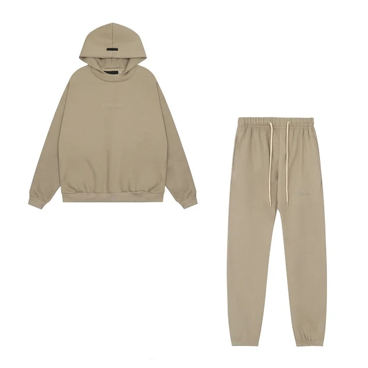 Fear of God FOG high street double line ESSENTIALS three-dimensional silicone letters plus velvet hooded sweatshirt casual trousers suit trendy image 22