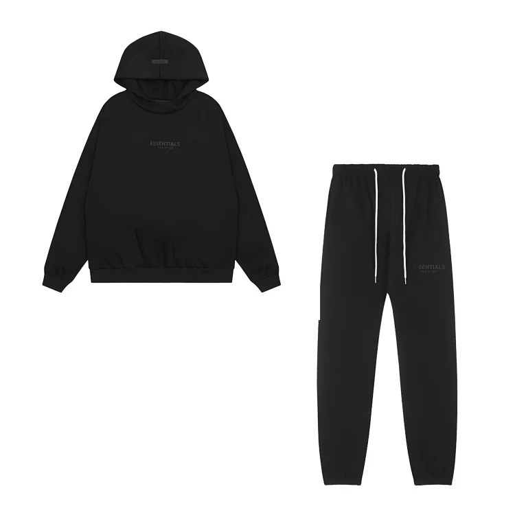Fear of God FOG high street double line ESSENTIALS three-dimensional silicone letters plus velvet hooded sweatshirt casual trousers suit trendy image 23