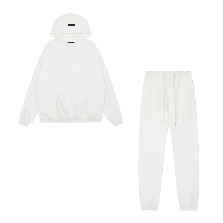Fear of God FOG high street double line ESSENTIALS three-dimensional silicone letters plus velvet hooded sweatshirt casual trousers suit trendy image 25