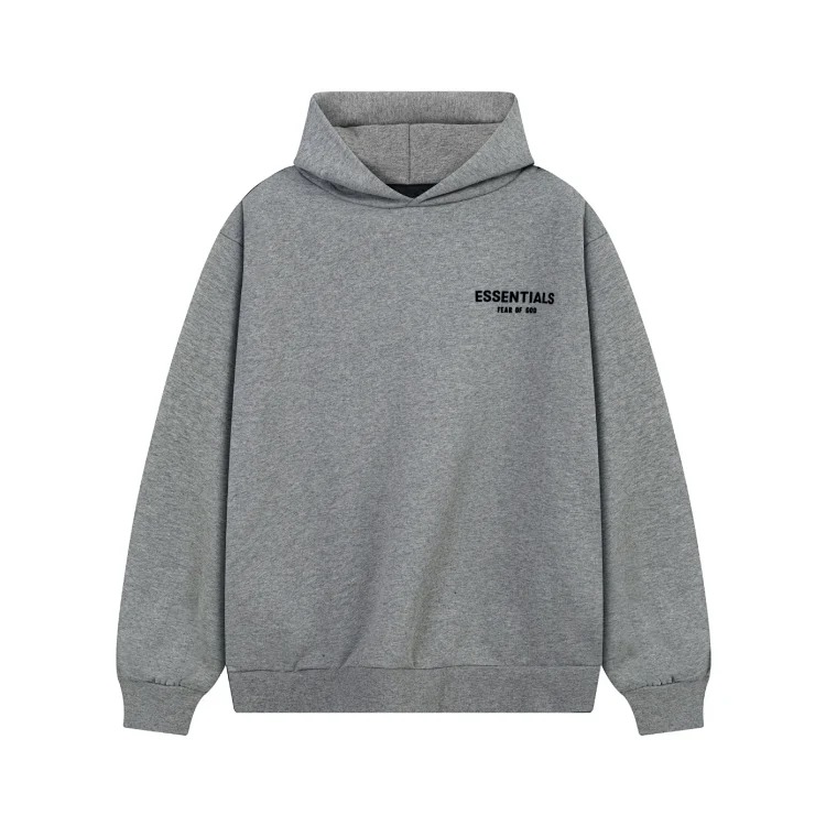 Fear of God FOG high street double line ESSENTIALS three-dimensional silicone letters plus velvet hooded sweatshirt casual trousers suit trendy image 28