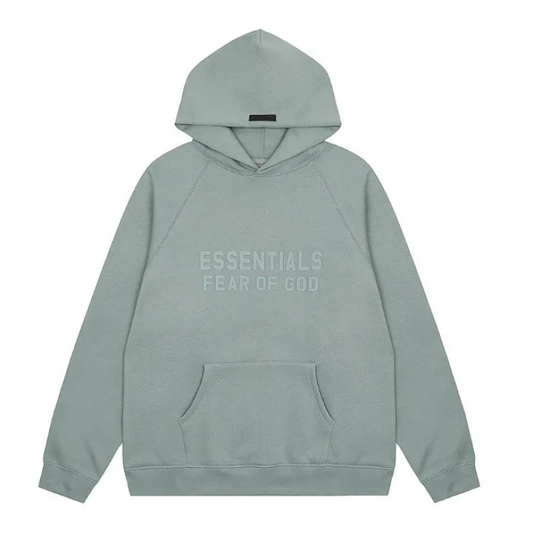 Fear of God FOG high street double line ESSENTIALS three-dimensional silicone letters plus velvet hooded sweatshirt casual trousers suit trendy image 4