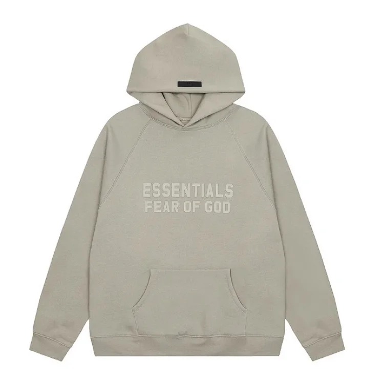 Fear of God FOG high street double line ESSENTIALS three-dimensional silicone letters plus velvet hooded sweatshirt casual trousers suit trendy image 6