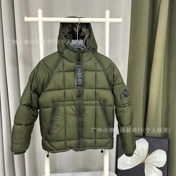 Men's cotton coat, plaid quilted badge, lenses, American style baker's coat, hooded outdoor