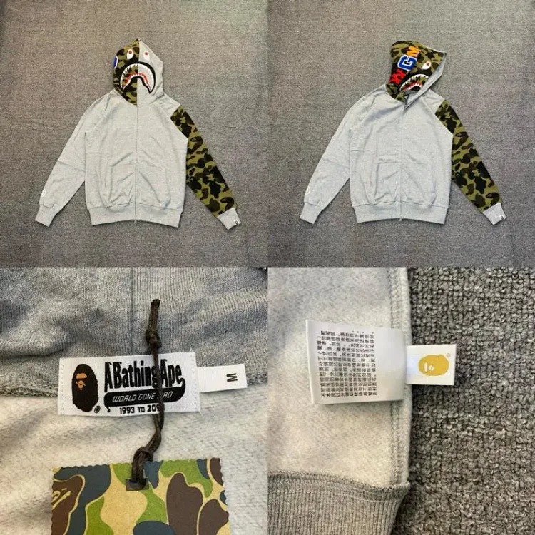 Shark head camouflage zipper hooded jacket sweatshirt men's cardigan