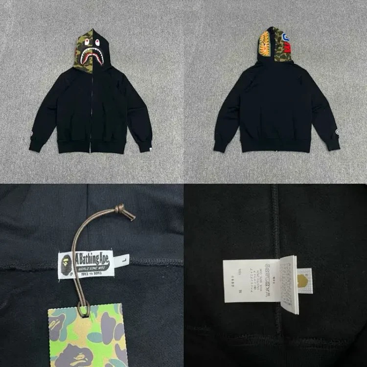 Shark head camouflage zipper hooded jacket sweatshirt men's cardigan