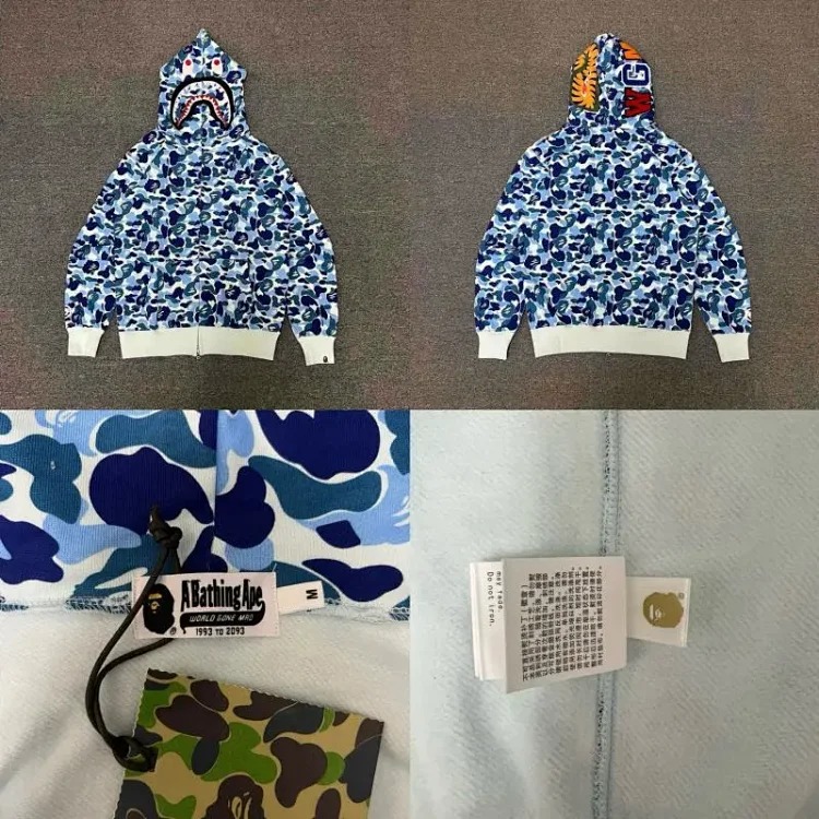 Shark head camouflage zipper hooded jacket sweatshirt men's cardigan