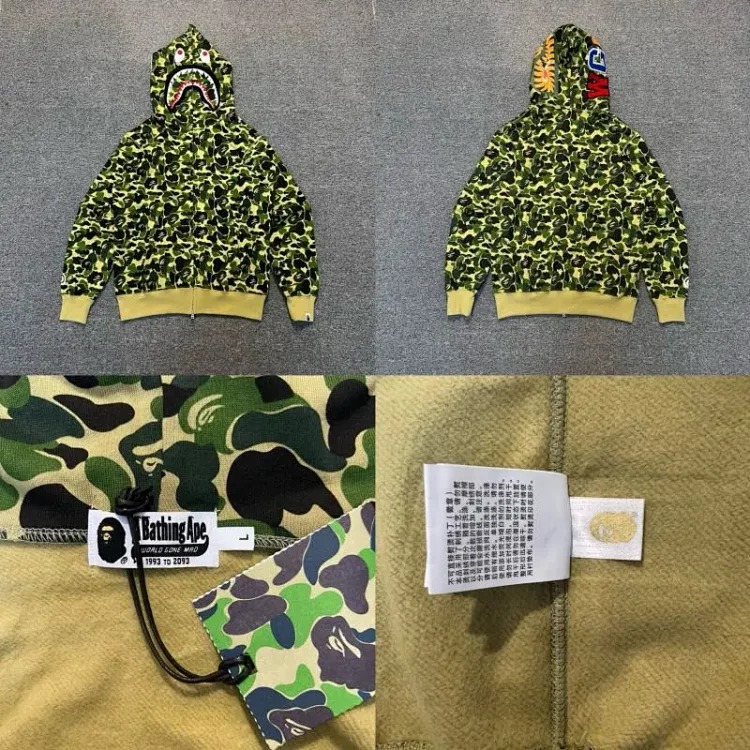 Shark head camouflage zipper hooded jacket sweatshirt men's cardigan