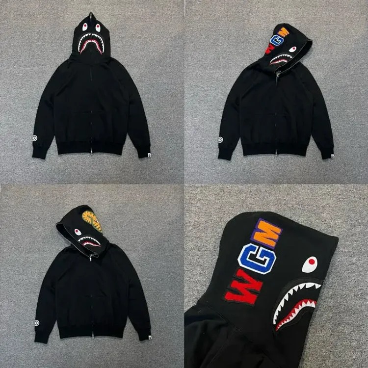Shark head camouflage zipper hooded jacket sweatshirt men's cardigan