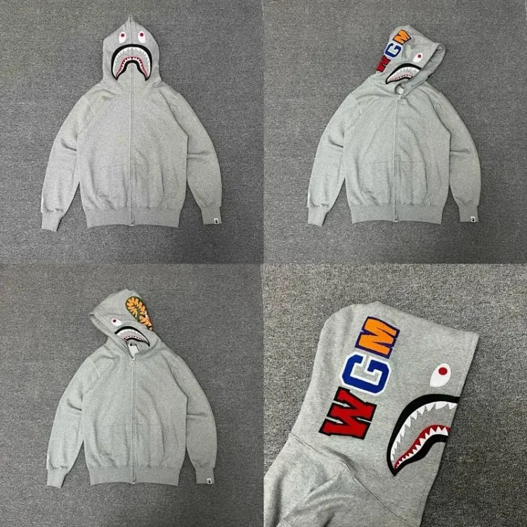 Shark head camouflage zipper hooded jacket sweatshirt men's cardigan
