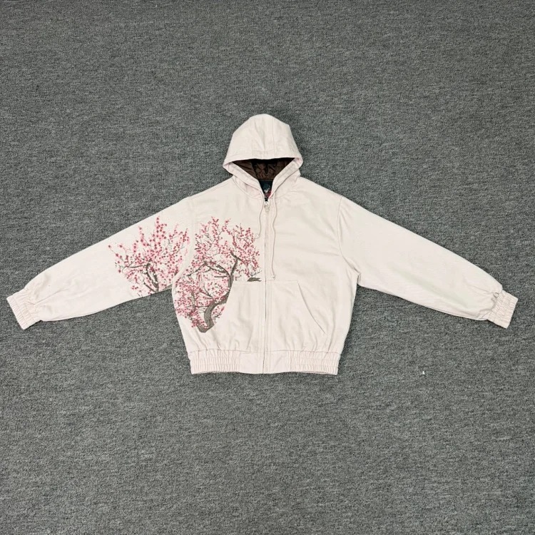 Embroidered Sakura Waffle Couple Long Sleeve