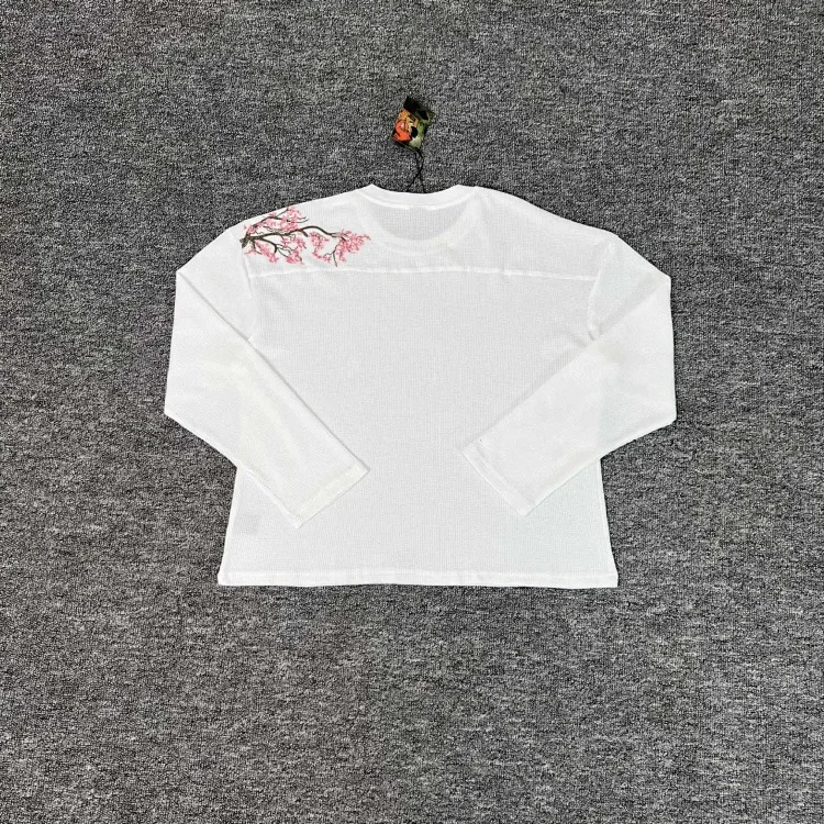 Embroidered Sakura Waffle Couple Long Sleeve