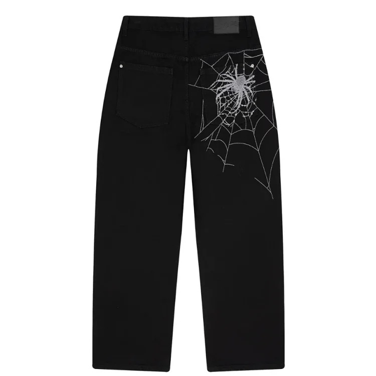 Retro plum blossom embroidered straight pants for men and women, versatile personalized street fashion jeans