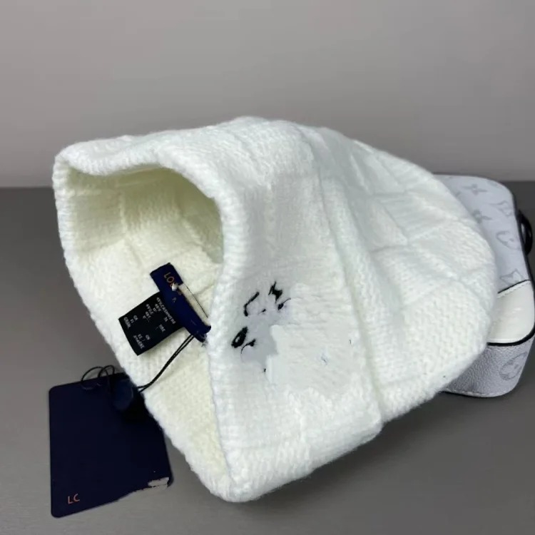 Plaid solid color autumn and winter letter style European and American cross-border men's and women's versatile three-standard best-selling wool knitted hat image 2