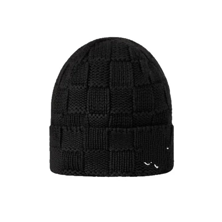Plaid solid color autumn and winter letter style European and American cross-border men's and women's versatile three-standard best-selling wool knitted hat image 7