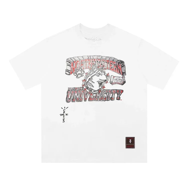 Team co-branded graffiti printed white T-shirt