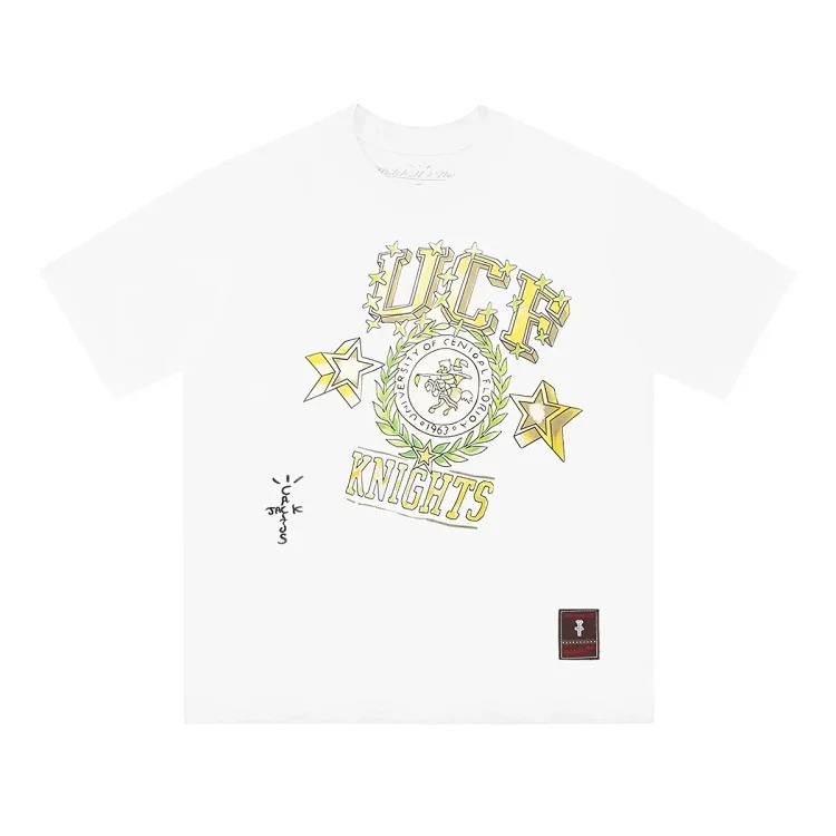Team co-branded graffiti printed white T-shirt