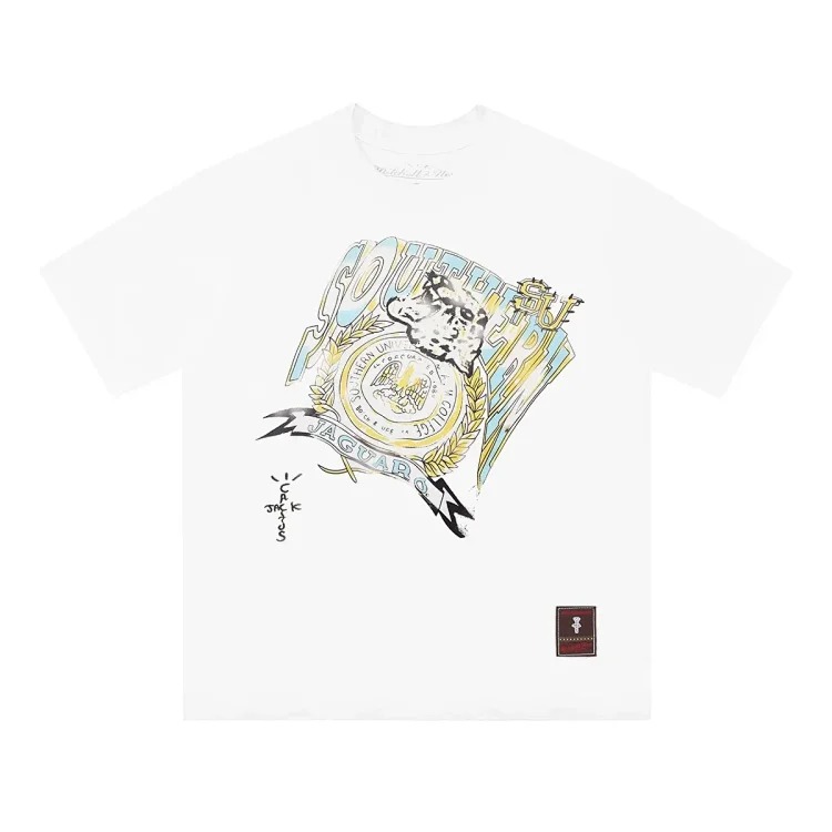 Team co-branded graffiti printed white T-shirt