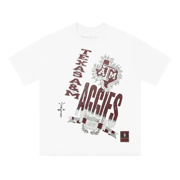 Team co-branded graffiti printed white T-shirt