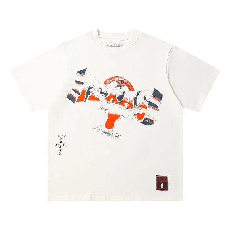 Team co-branded graffiti printed white T-shirt