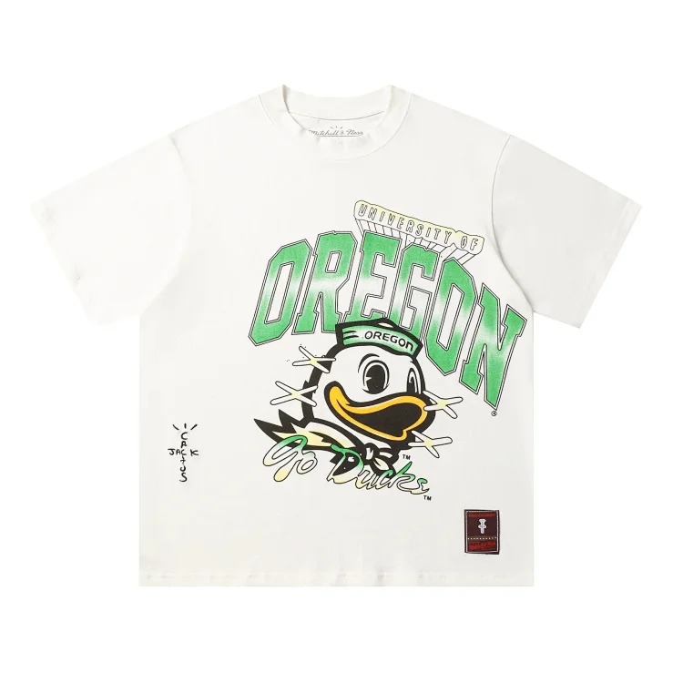 Team co-branded graffiti printed white T-shirt