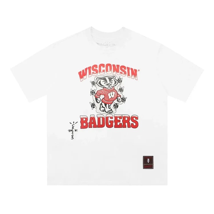 Team co-branded graffiti printed white T-shirt