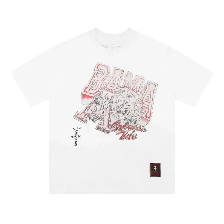 Team co-branded graffiti printed white T-shirt
