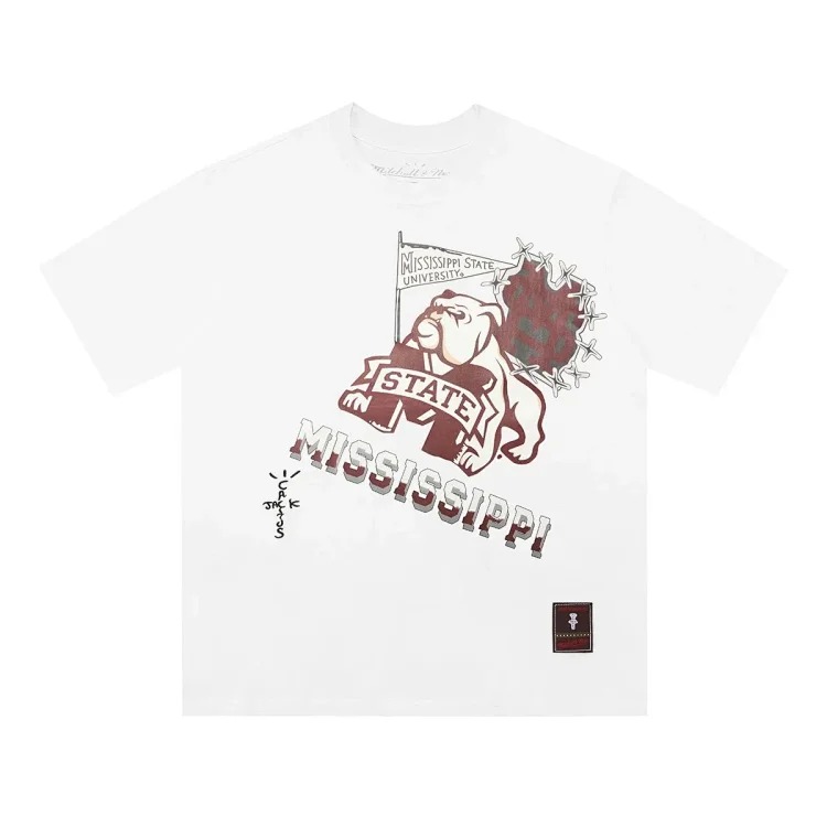 Team co-branded graffiti printed white T-shirt