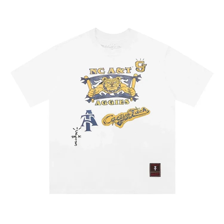 Team co-branded graffiti printed white T-shirt