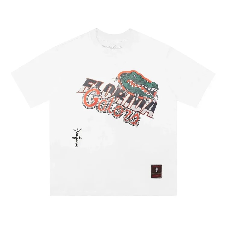 Team co-branded graffiti printed white T-shirt