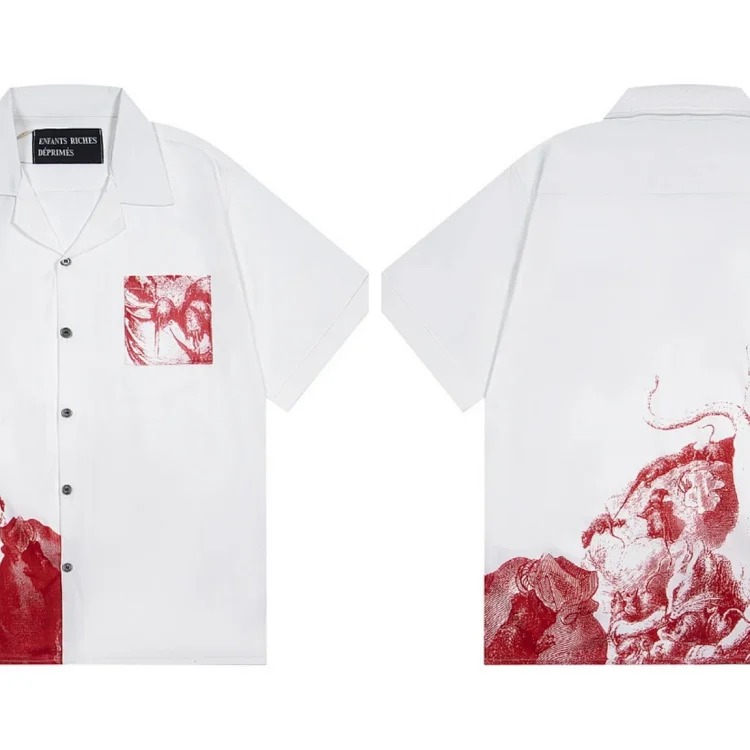 Cartoon pattern printed short-sleeved shirts for men and women casual shirts