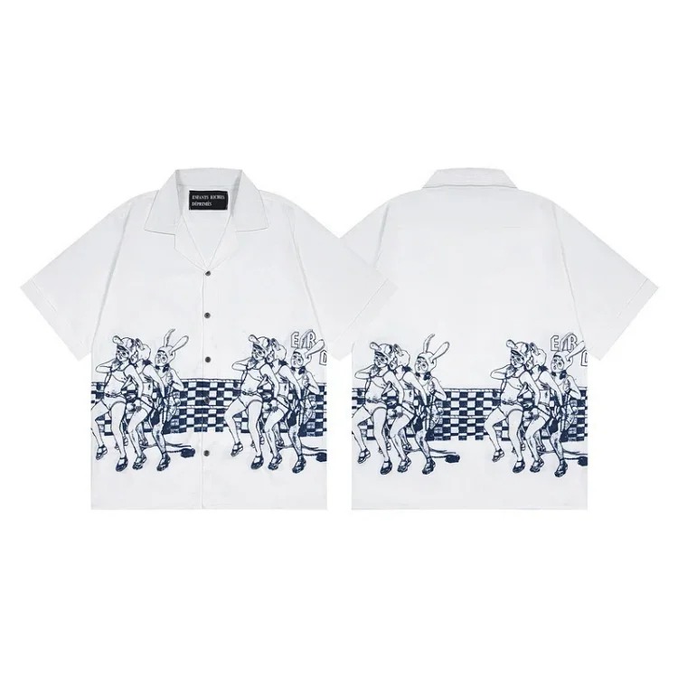 Cartoon pattern printed short-sleeved shirts for men and women casual shirts