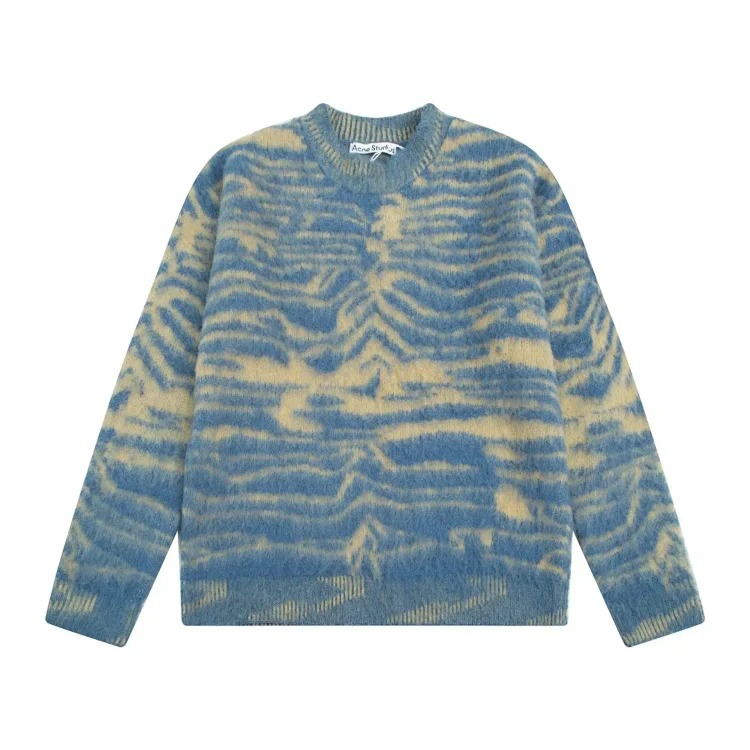 Foreign trade cross-border AC water ripple seahorse hair soft feel lazy loose loose thickened round neck knitted sweater for men and women