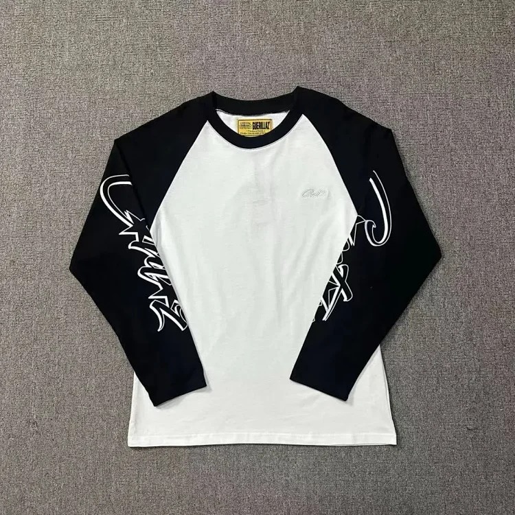 Long Sleeve T-shirt Loose Casual Round Neck Couple Five-Star Waffle
