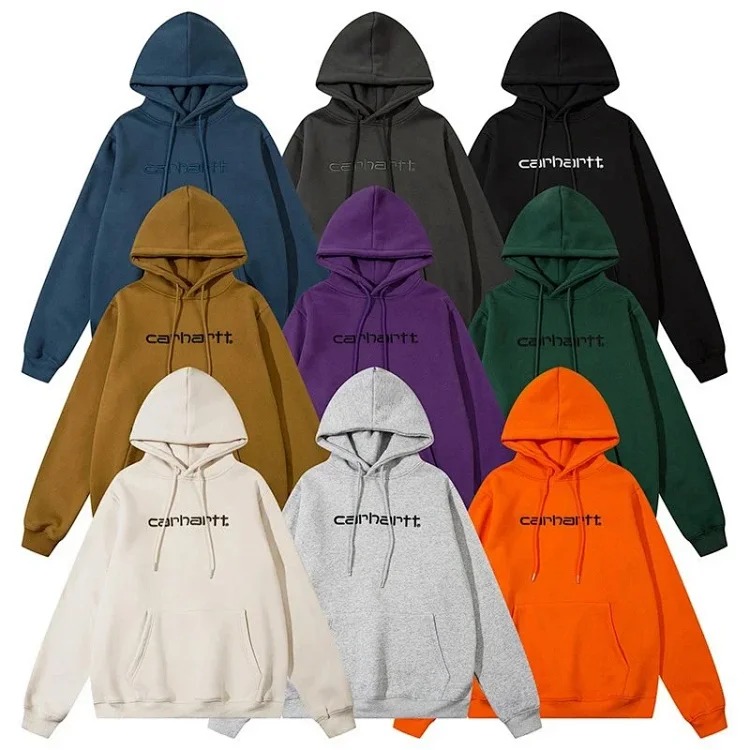 Classic letter embroidered men's and women's loose hooded plus fleece hoodie sweatshirt