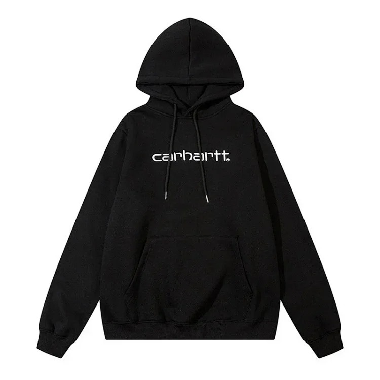 Classic letter embroidered men's and women's loose hooded plus fleece hoodie sweatshirt