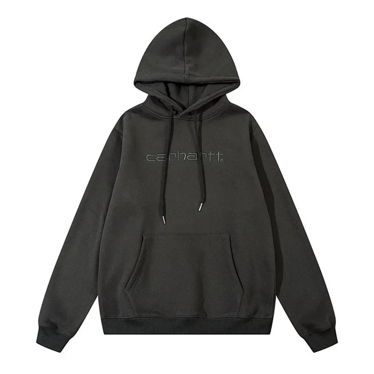 Classic letter embroidered men's and women's loose hooded plus fleece hoodie sweatshirt