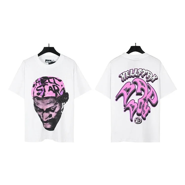 Hellstar T-shirt alien glasses kids print washed black short-sleeved T-shirt