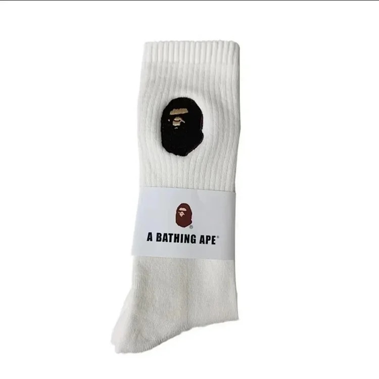 Ape-head towel socks Japanese trendy socks high-tube cotton socks sweat-absorbent white socks solid color mid-tube thickened casual socks for men and women