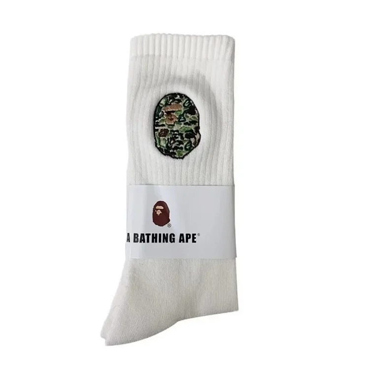 Ape-head towel socks Japanese trendy socks high-tube cotton socks sweat-absorbent white socks solid color mid-tube thickened casual socks for men and women