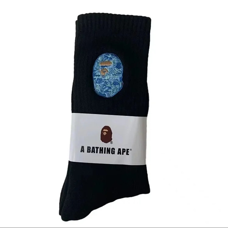 Ape-head towel socks Japanese trendy socks high-tube cotton socks sweat-absorbent white socks solid color mid-tube thickened casual socks for men and women