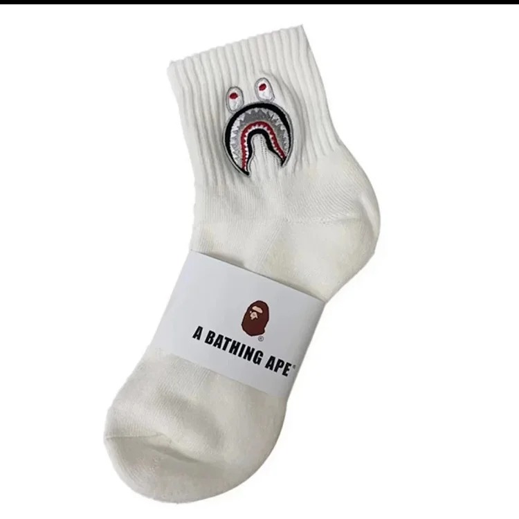 Ape-head towel socks Japanese trendy socks high-tube cotton socks sweat-absorbent white socks solid color mid-tube thickened casual socks for men and women