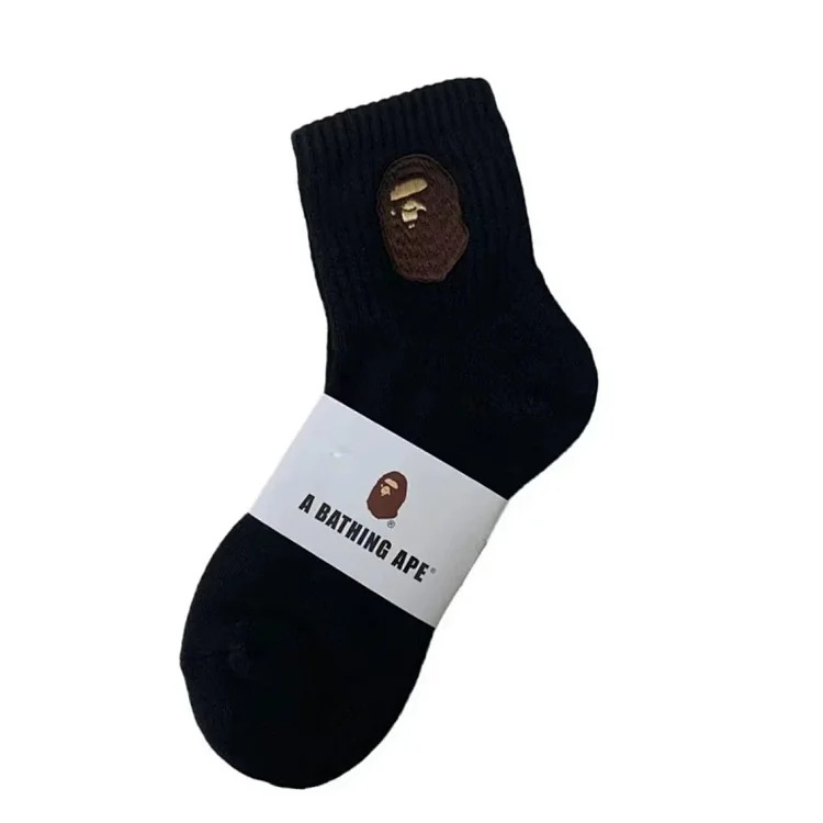 Ape-head towel socks Japanese trendy socks high-tube cotton socks sweat-absorbent white socks solid color mid-tube thickened casual socks for men and women