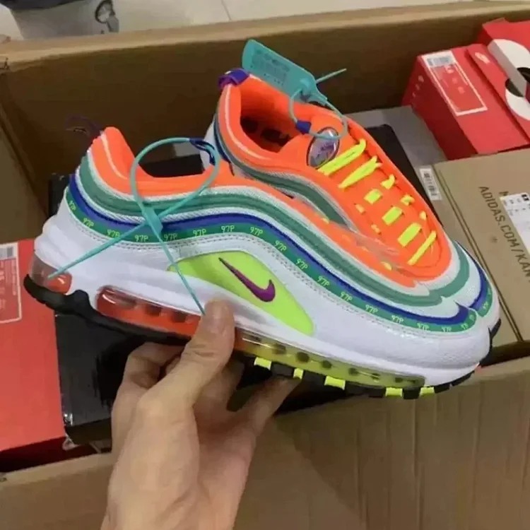 Louis Vuitton Silver Smiley Reflective Kaleidoscope Full Palm Air Cushion Shoes Men's Sports Women's Running