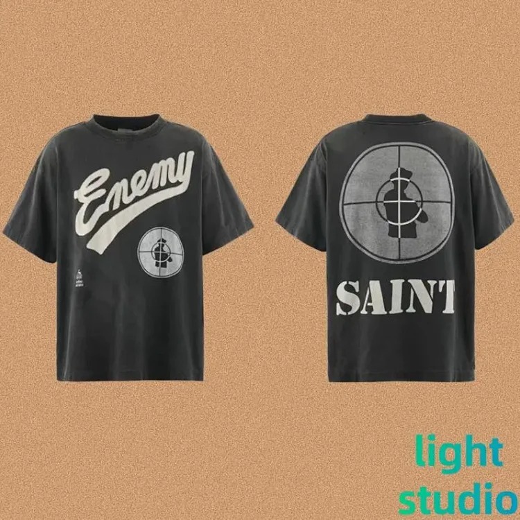 SAINT OF MICHAEL American street retro washed heavy short-sleeved T-shirt summer