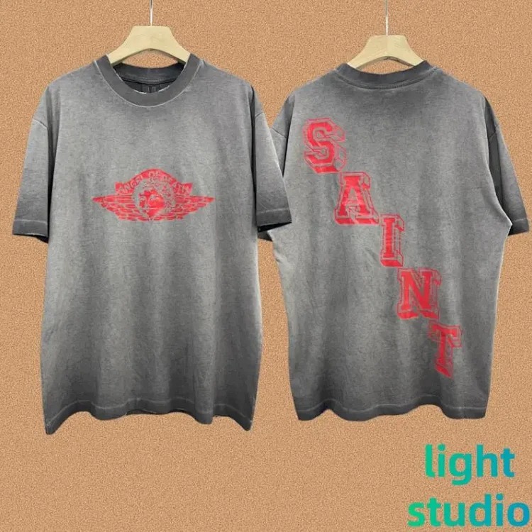 SAINT OF MICHAEL American street retro washed heavy short-sleeved T-shirt summer